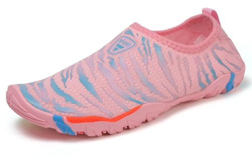 Qynthra Zapatos de Agua Cinco Dedos Hombre Mujer Secado Rápido Descalzo Playa Nadar Surf Senderismo Escalada Senderismo Fluvial Deportes Exteriores,Rosado,42 EU