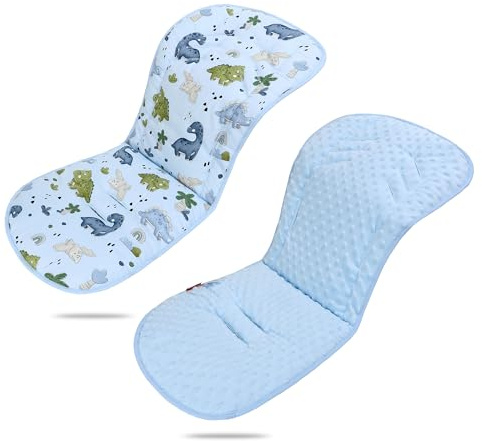 LAT Sitzauflagen für Kinderwagen, Doppelseitige Universal Kinderwagen Einlage für Babyschale Buggy Autositz, Weich & Atmungsaktiv Sitzeinlage für Kinderwagen für Babys & Kleinkinder (Dinosaurier)