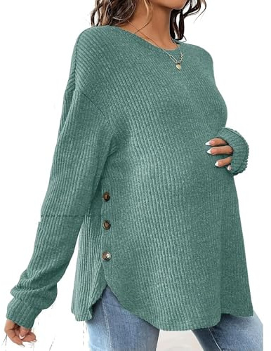 GLDFW - Maglioni da allattamento per gravidanza, autunno, inverno, morbidi, per donne incinte e giovani, Verde, XL