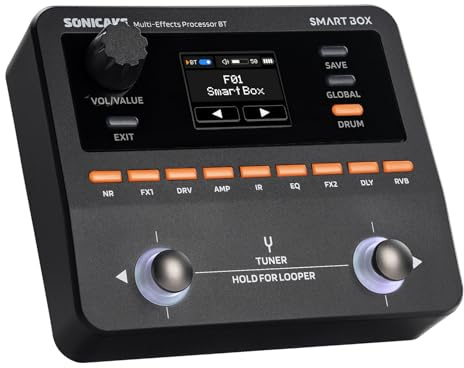 SONICAKE Processore Multi-Effetti per Chitarra/Basso, 130+ Effetti, Supporto NAM/IR, Looper, Tuner/Metronomo Integrati, Uscita Stereo Smart Box QME-20