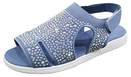 Generico Sandali Zeppa Donna Estive Estive Plateau Comodi Sandali Hook Shoes Toe Womens Mesh Breathable & Ladies Loop da Donna Chiusi Dietro Scarpe (Blue,41)