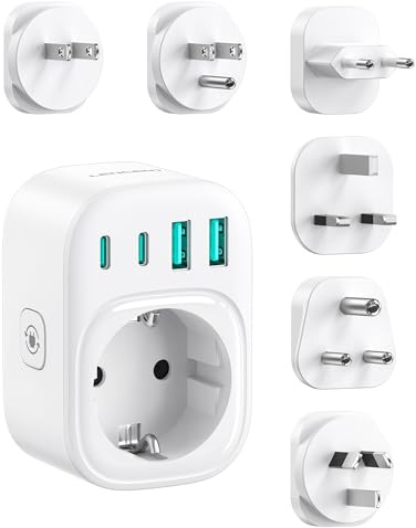 LENCENT Set Adattatore da Viaggio Universale, Spina Tipo A B C D G I, Presa UE per UK, USA, JP, IN, Irlanda, Inghilterra, Costa Rica, Messico, Thailandia, Maldive, Sri Lanka, Australia