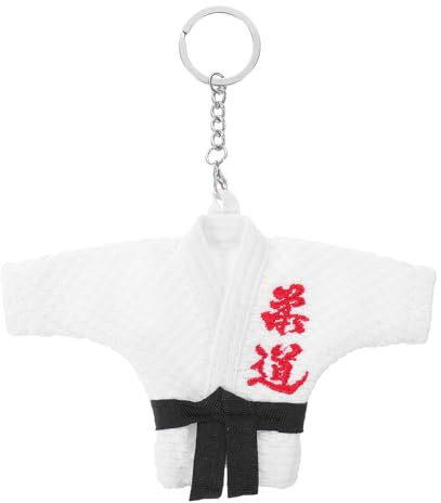 LOGOFUN Martial Arts Keychain with Embroidery Grappling Suit Key Holder for Judo Enthusiasts Festival Party Supplies - White Red