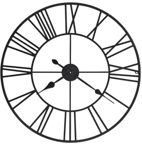 Genérico Reloj de Pared Vintage Movimiento Cuarzo Metal 80 cm XXL,Casa y jardín,Decoración,Relojes,Relojes de Pared,Negro,50644