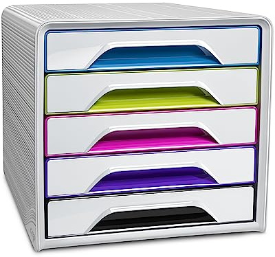 CEP Bloc de classement Module Organisateur 5 tiroirs Rangement documents Bureau Smoove Gloss Multicolore Arctic