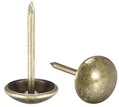 sourcing map Upholstery Nails Tacks 11mm Dia 20mm Height Round Thumb Push Pins Bronze Tone for Furniture Sofa Headboards, 200 Pcs