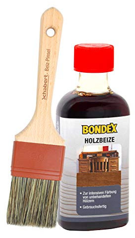 Bondex Holzbeize inkl. Beizpinsel, Wasserbeize in 20 Farbtönen zur Auswahl (250 ml, teak)