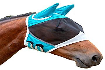 SagaSave Fin nätmask med öron, andningsbar hästmask anti-mygghästar mask genomskinlig mask för häst