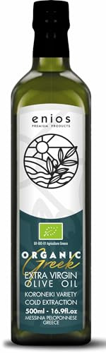 Enios Organic Extra Virgin Olive Oil 100% Pure Greek (500ml) New Harvest 2025-2026. Best before: Jan-Jul 2027