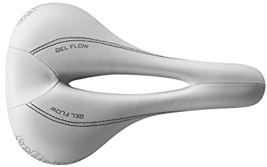 Selle Italia Lady Gel TM Flow - Selle Route Femme, Cadre Manganèse Ø7, Gran Turismo Fibra-Tek, Gel Confort, Absorbeur Chocs - Taille L2, Blanc