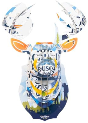 BEER DEER Busch Light Deer Head - 3D Cardboard Mount Wall Art - Man Cave Decor - Crafted for Garages, Bars, Country Rooms & Beer Lovers - Easy Assembly & Durable Design