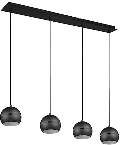 Trio, Sospensione, Fletcher 4xE14, max.40,0 W Finitura: Metallo, nero opaco L:105,0cm, L:15,0cm, A:150,0cm Senza illuminante,Regolabile in altezza,Sorgente luminosa sostituibile