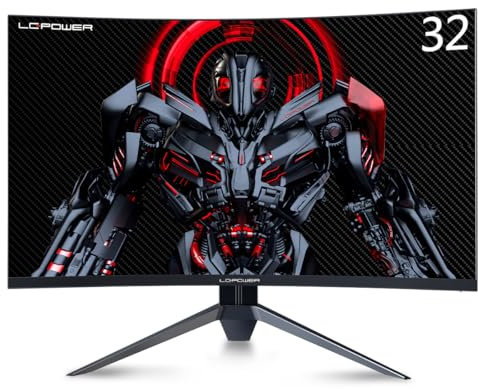 LC-Power Monitor 32 Curvo Full HD, 165Hz Frameless VA 1920x1080, 1ms (MPRT), AMD FreeSync Premium, DP, HDMI, Attacco VESA, Flicker Safe, Nero