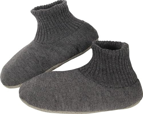 BenSorts Slipper Socks for Men Comfy Cozy Thick House Indoor Boot Sock with Grippers Shoes with Anti-Skid Dark Gray Size 7 8 9 9.5