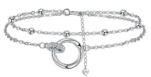 J.MUEN Doppelring Armband Damen 925 Sterling Silber Armband Schmuck für Geburtstagsgeschenk für Damen Mutter Ehefrau