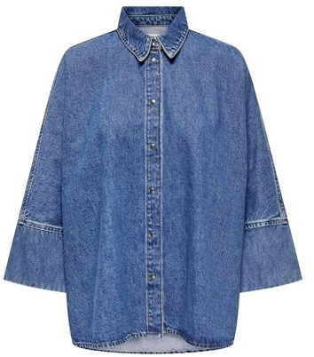 Onlgrace 3/4 DNM skjorta Cro Noos, Mellanblå denim, XS