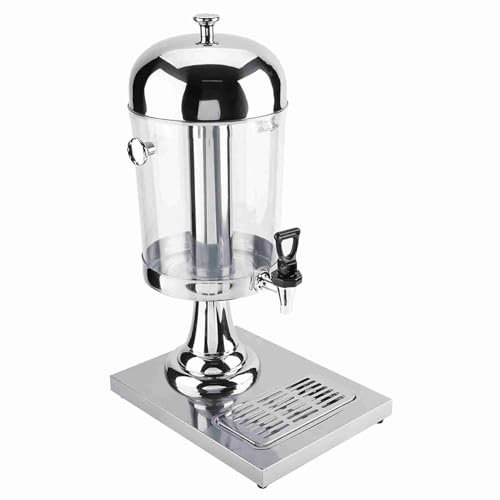 Máquina Dispensadora de Jugo Dispensador de Bebidas Heladas de Acero Inoxidable de 8 Litros con Núcleo de Hielo, Dispensador de Bebidas Frías y Calientes con Bandeja de (plata de