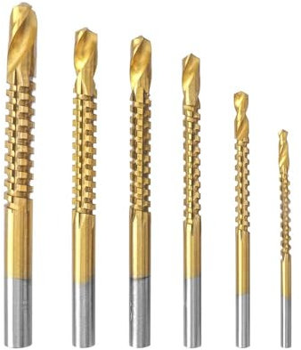 Treki 6 brocas de fresado de 3 a 8 mm para taladro, fresadora de madera, juego de brocas en espiral de madera para atornillador inalámbrico para fresado, ranuras de madera, metal suave y plástico