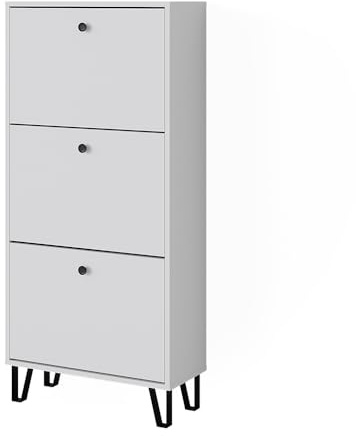 Vicco Shoe tipper Siri, White, 36 x 135 cm with 3 hinged drawers