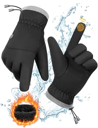 Kiiwah Guantes Invierno Termicos Hombre Mujer, Guantes Tactiles Impermeables, para Frio Running Correr Ciclismo Deportivos Bicicleta Moto Futbol Nieve Camping, (Negro)