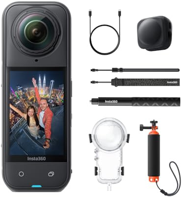 Insta360 X5 Pack plongée Invisible - Caméra 360 8K, Perche à Selfie Invisible, qualité Premium Jour et Nuit, objectifs Robustes & remplaçables, Appareil Photo vidéo étanche, dashcam, pour vlog