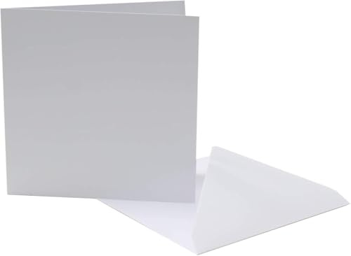 Karma Krafts 6 x 6 Inch White Blank Greeting Cards & Envelopes – Square Card Making & Craft Pack, 25 Cards & 25 Envelopes
