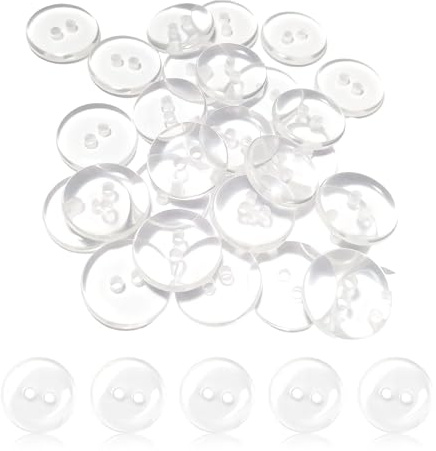 50 Stück Klarsichtknöpfe 15 mm, Reversibel mit 2 Löchern zum Nähen, Bastelzubehör für Blazer, Anzüge, Uniform, Jacke, Bettwäsche und Kunsthandwerk