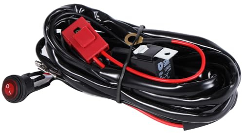 Greluma Kit cablaggio per barra luminosa a LED da 2M - 2 cavi 16AWG 12V 40A Interruttore On Off Relè di potenza Fusibile a lama per luci fuoristrada Luce di lavoro a LED