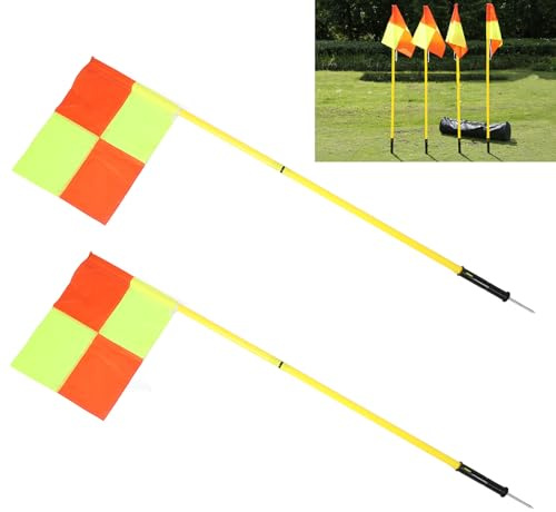 Soccer Corner Flags Set, 4 High-Visibility Orange Flags & 8 Portable Adjustable 1.5m Flag Pole, Includes Heavy-Duty Carry Bag, Football Corner Flags for Professional Training, Clubs, Schools