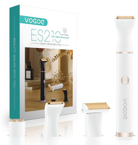 VOGOE Rasuradora Mujer Zona Intima, Afeitadora Mujer 3 en 1 para Cuerpo, Cara y Área del Bikini, Afeitadora Electrica Mujer Recargable, Compacta e Impermeable (Blanco)