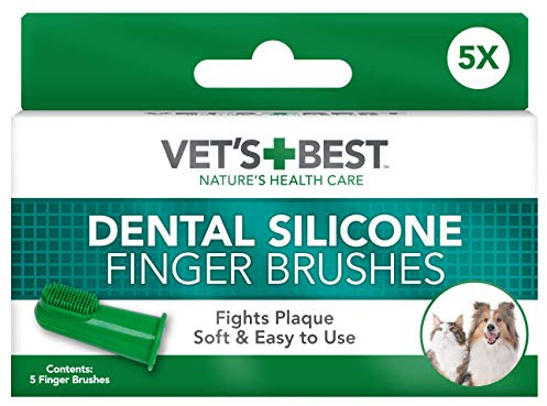 Vet's Best Spazzolini da Dito in Silicone per Cani e Cuccioli- Confezione da 5 Pezzi