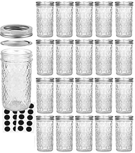 VERONES Mason Jars 12 OZ, Canning Jars Jelly Jars With Regular Lids, Ideal for Jam, Honey, Wedding Favors, Shower Favors, 20 PACK