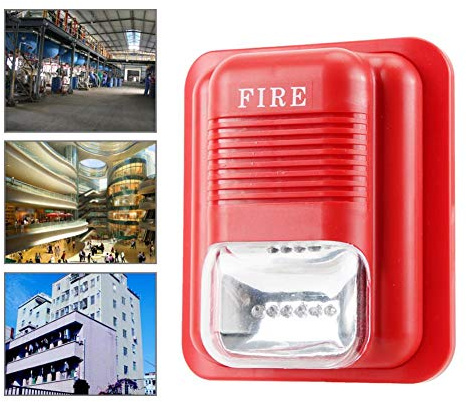 Tangxi Sonido y luz de Advertencia, DC 12V/24V Sonido y luz Alarma de protección contra Incendios Sistema de Advertencia de Sirena estroboscópica, 6 LED Integrados