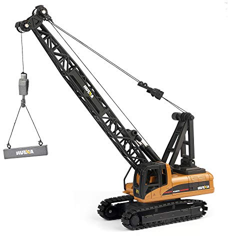 duturpo 1/50 Scale Metal Diecast Crane Truck Toy, Metal Construction Vehicles Crane Machine Model Toy for Boys