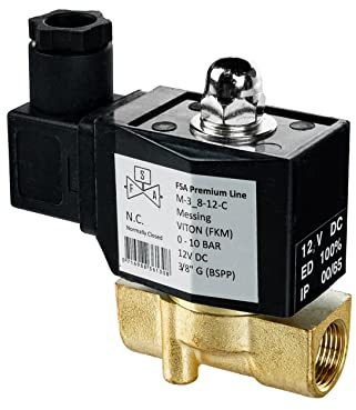 FSA Magnetventil Messing 3/8 12V DC 0-10 bar Viton stromlos geschlossen
