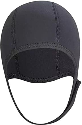 Ronyme 3mm Neopren Tauchermütze Kopfbedeckung Surfmütze Verstellbare Mütze Tauchhaubenmütze für Kajakfahren Schnorcheln Surfen Segeln Damen Herren, Schwarz