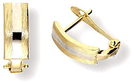 EDLE 585 Gold CREOLEN, 585 Gelb-Weißgold, GOLDOHRRINGE, 14 Karat, BICOLOR !!!