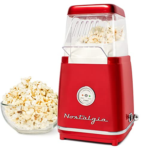Nostalgia CLHAP12 Classic Retro Hot Air Popcorn Maker 85g, Red