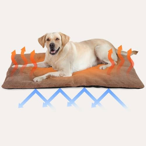 Manta Térmica Lavable a Máquina para Gatos y Perros - Cama Suave de Calentamiento Rápido y Autocalentado (70*45cm, Caqui)
