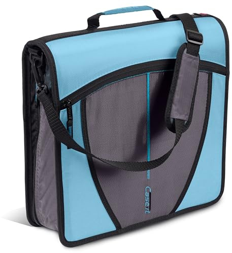 Case-it Mighty Zip Tab - Carpeta con cremallera, junta tórica de 3 pulgadas con pestañas de 5 colores, carpeta de archivos expandible y correa para el hombro y asa, D-146-TEAL