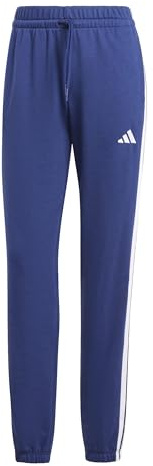 adidas Mujer Essentials 3-Stripes French Terry Cuffed Pants, Dark Blue/White, M