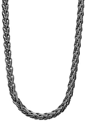 LOTUS STYLE Cadena Acero Inoxidable Hombre de 316l - Diseño Sofisticado y Resistente al Agua 600.00 mm LS2366-1/3 Collar Hombre Negro - Regalo de Cumpleaños, Aniversario, Día del Padre