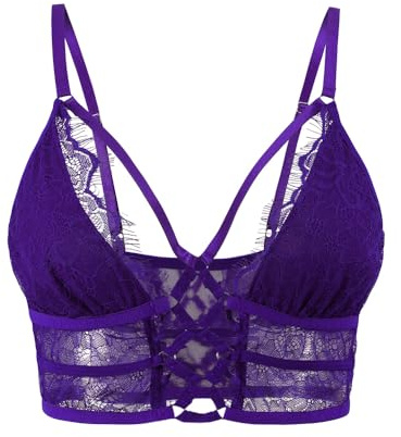 Buitifo Femmes Soutien-Gorge Cross Cils Soutien-Gorge Sexy Top Bralette Buster Underwear (Violette-M)