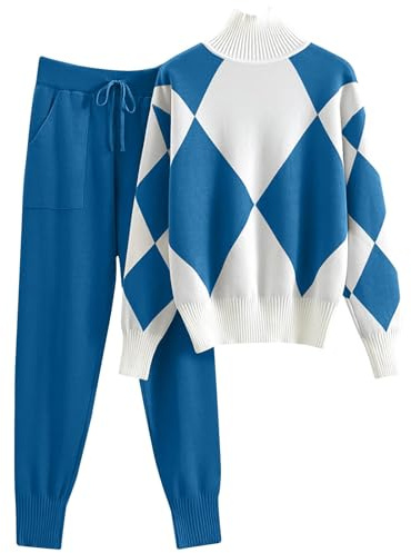 DONYKARRY Costume Décontracté Pour Femme,Ensemble 2 Pièces De Vêtements De Sport à Manches Longues Pour Filles Plus De Taille Ensemble Tricot Chaud Automne