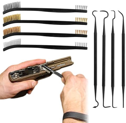 Juego de 8 cepillos de alambre pequeños de acero inoxidable con 4 ganchos de doble extremo para limpiar la suciedad y el óxido