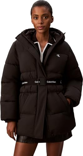 Calvin Klein Veste Matelassée Femme Belted Midweight avec Ceinture, Noir (Black), S