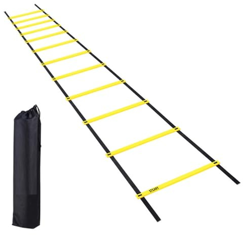 10m Koordinationsleiter, Trainingsleiter Set, Fussball Trainingszubehör Kinder Koordinationsleiter, Speed Ladder mit Tasche, Trainieren Kraft, für Koordinationstraining, Fussball Training, Basketball