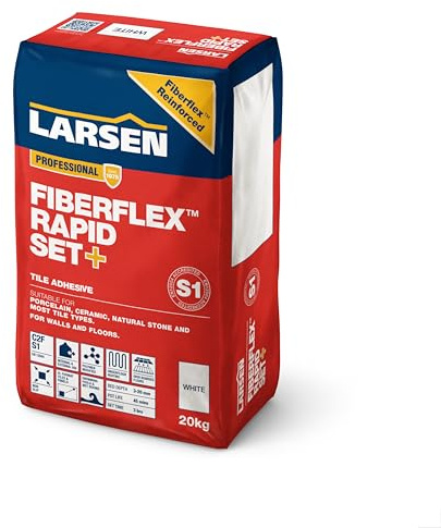Rapid Set Flexible Tile Adhesive 20kg - S1 Rated Cement-Based Indoor & Outdoor Floor & Wall Use Large Format & Mosaic Compatible - Grey