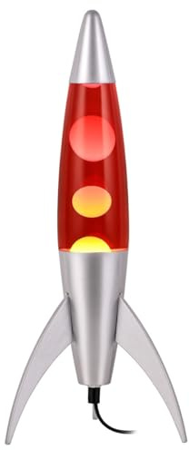 ROCKING GIFTS Grande lampe à lave Rocket 45 cm rouge-orange en aluminium - Lumière décorative et relaxante pour chambre ou bureau - Lampe à lave pour enfants, adolescents et espaces de jeu