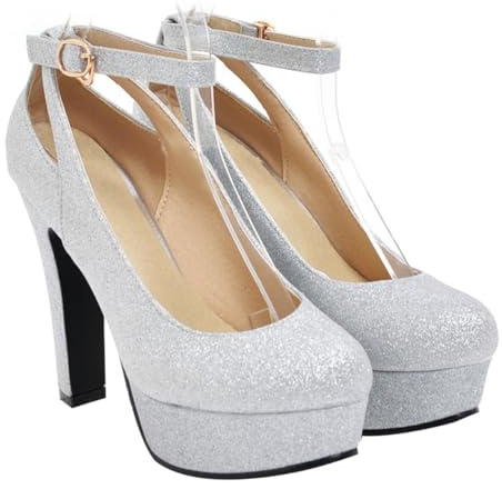 CLISPEED Scarpe da Sposa Eleganti Tacchi Alto e Plateau Scarpe a Punta da Sposa Tacchi Grosso Comode e Resistenti per Matrimoni e Feste